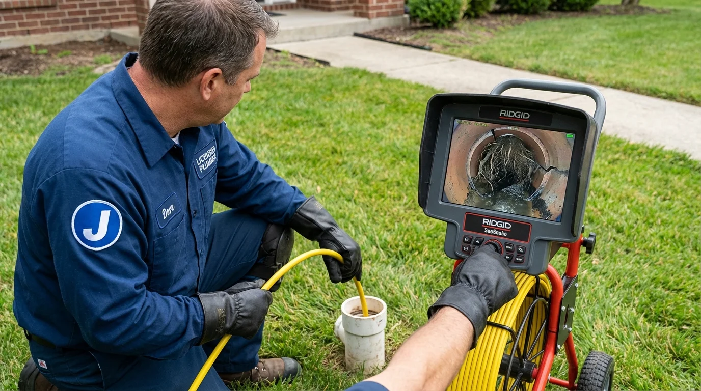 Sewer camera inspection being performed by Johns Plumbing LLC in Foley