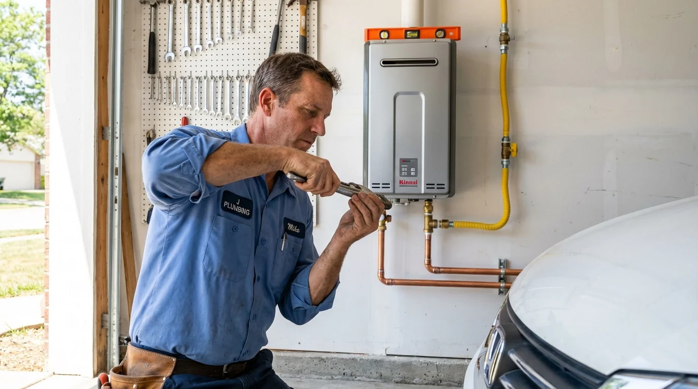 Tankless water heater installation by a Johns Plumbing LLC plumber in Foley